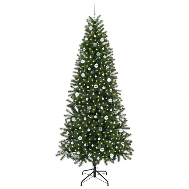 Sztuczna choinka z 300 diodami LED Zielony 240 cm PE i PVC