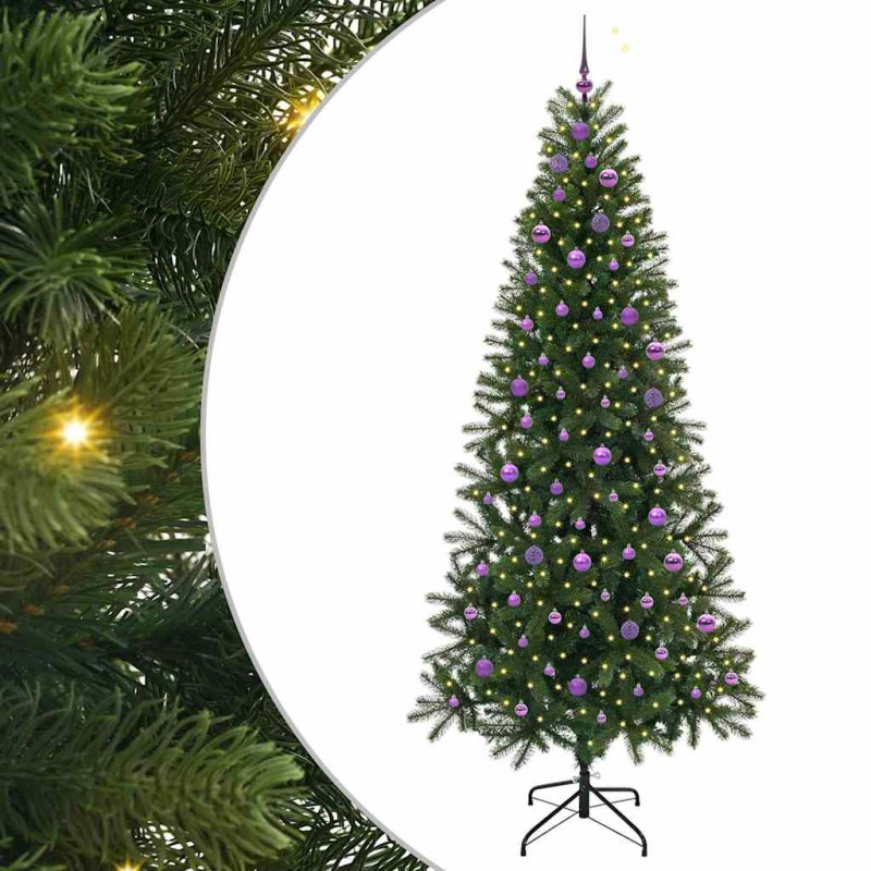Sztuczna choinka z 300 diodami LED Zielony 240 cm PE i PVC