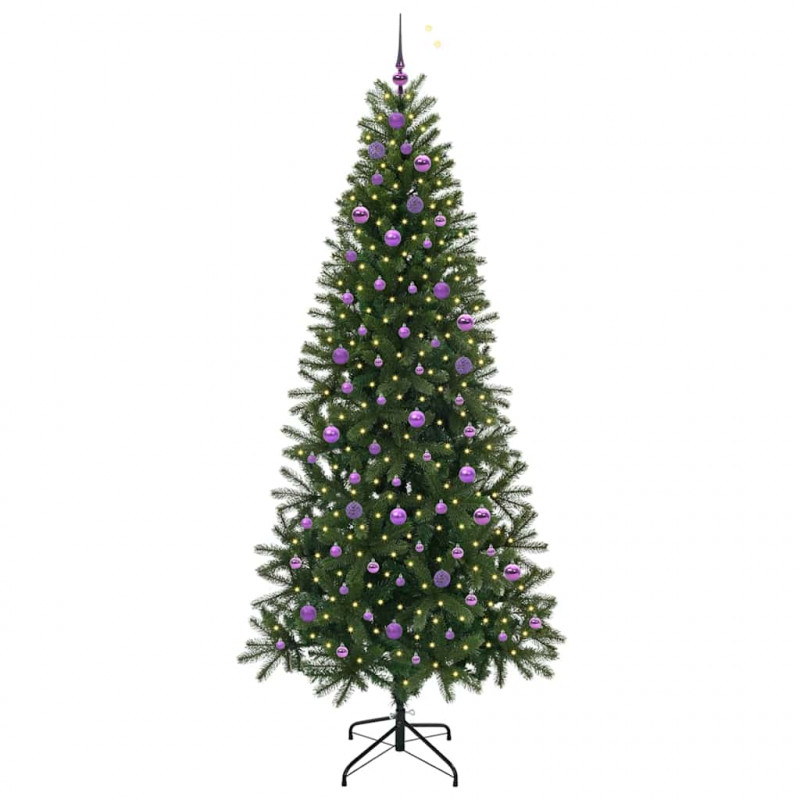 Sztuczna choinka z 300 diodami LED Zielony 240 cm PE i PVC