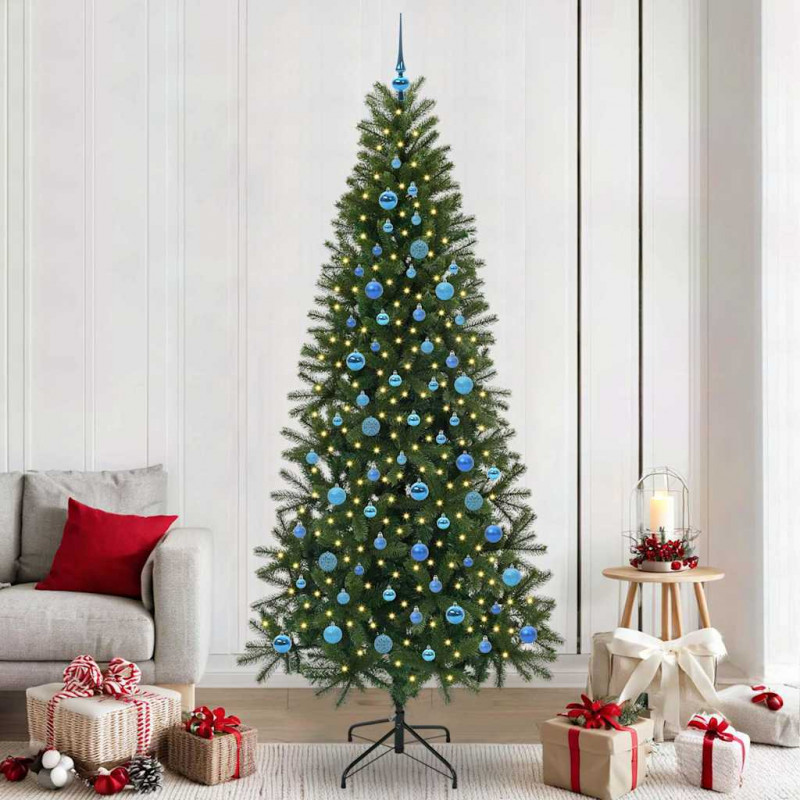Sztuczna choinka z 300 diodami LED Zielony 240 cm PE i PVC