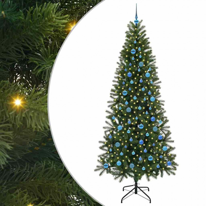 Sztuczna choinka z 300 diodami LED Zielony 240 cm PE i PVC