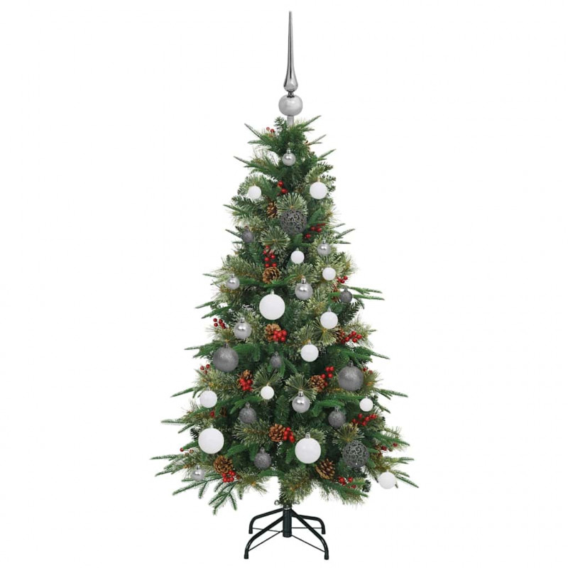Sztuczna choinka z zawiasami z podstawą Zielony 120 cm PE i PVC