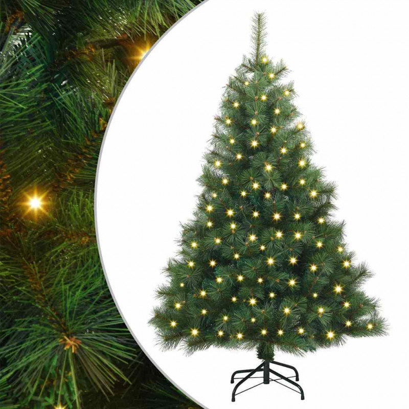 Sztuczna choinka z 150 diodami LED Zielony 150 cm PE i PVC