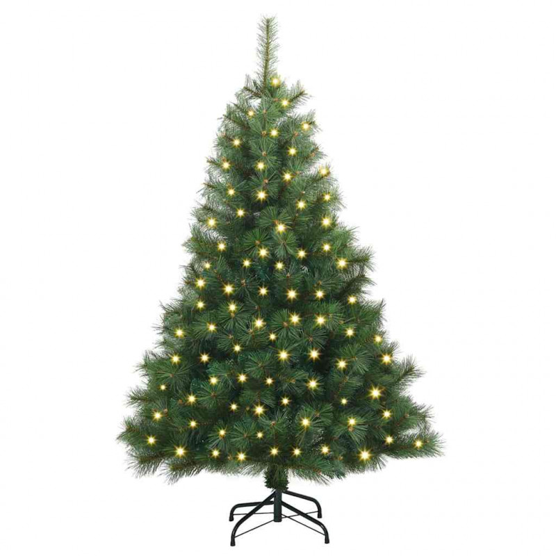 Sztuczna choinka z 150 diodami LED Zielony 150 cm PE i PVC
