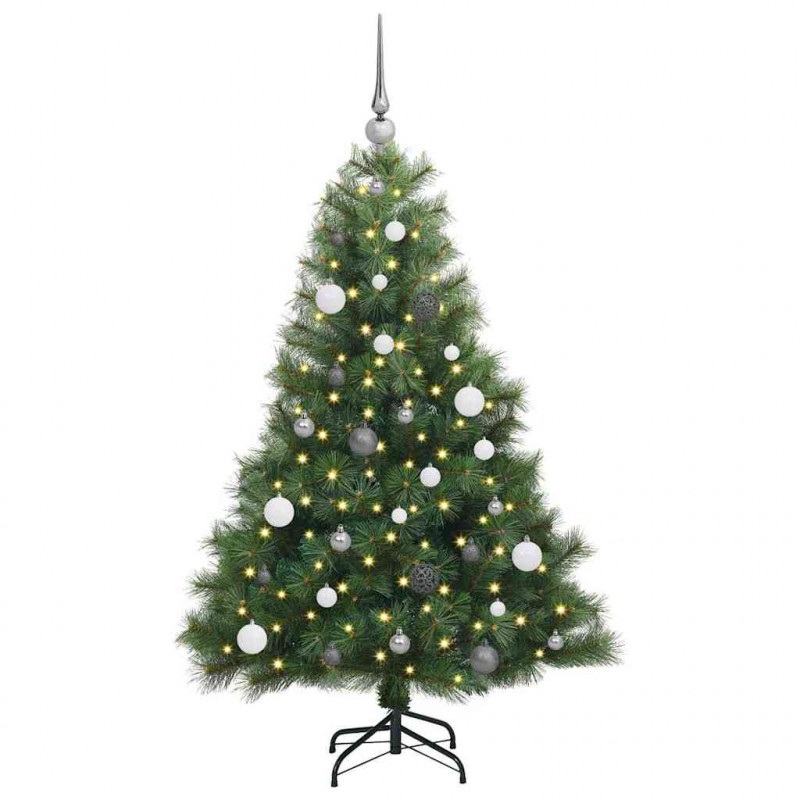 Sztuczna choinka z 150 diodami LED Zielony 150 cm PE i PVC