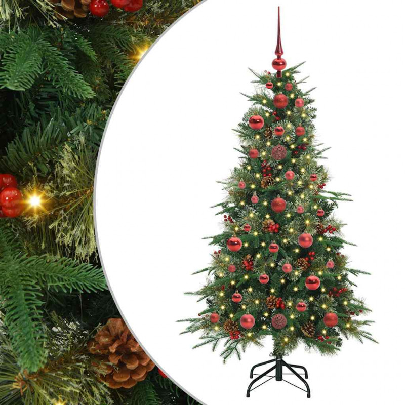 Sztuczna choinka z zawiasami z podstawą Zielony 120 cm PE i PVC
