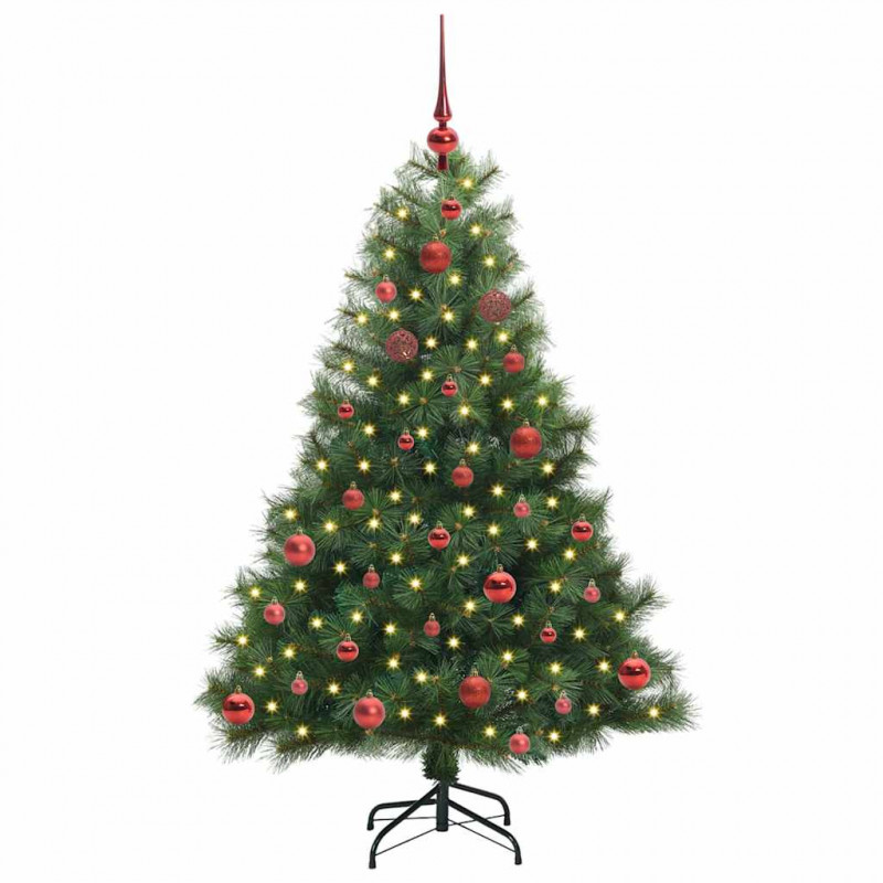 Sztuczna choinka z 150 diodami LED Zielony 150 cm PE i PVC