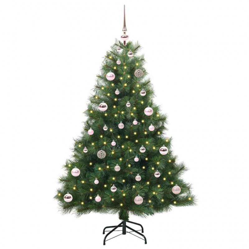 Sztuczna choinka z 150 diodami LED Zielony 150 cm PE i PVC