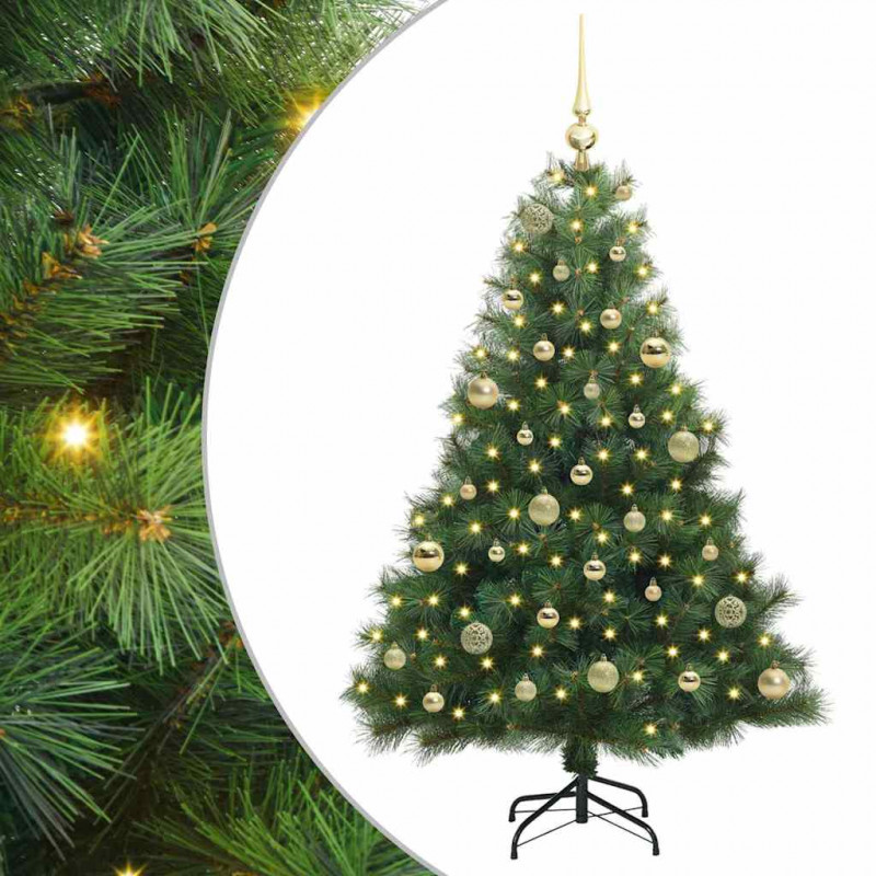 Sztuczna choinka z 150 diodami LED Zielony 150 cm PE i PVC