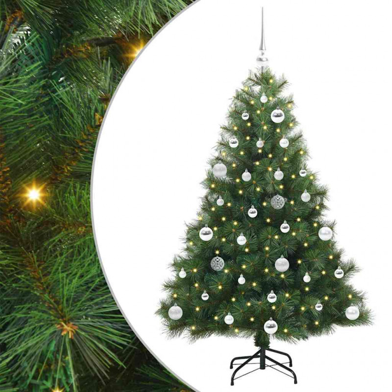 Sztuczna choinka z 150 diodami LED Zielony 150 cm PE i PVC