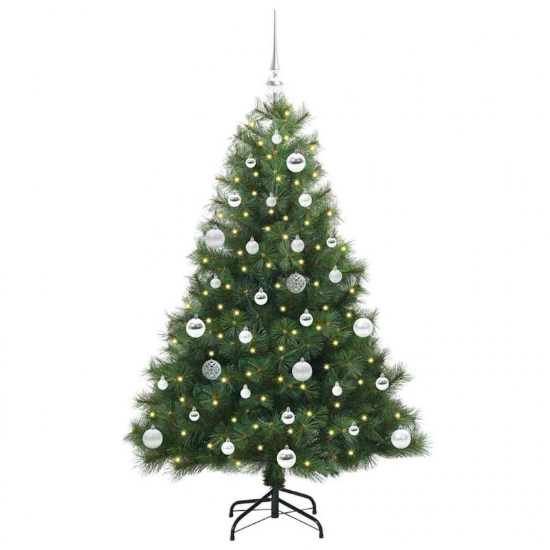 Sztuczna choinka z 150 diodami LED Zielony 150 cm PE i PVC