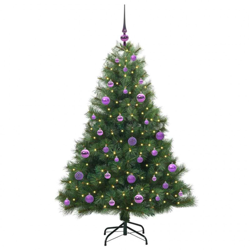 Sztuczna choinka z 150 diodami LED Zielony 150 cm PE i PVC