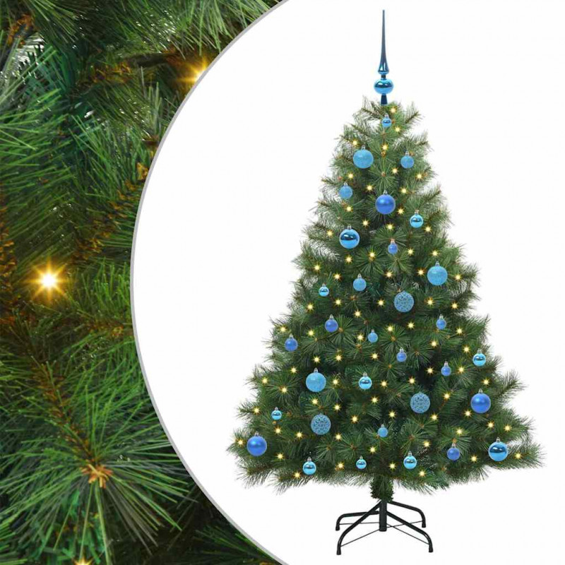 Sztuczna choinka z 150 diodami LED Zielony 150 cm PE i PVC