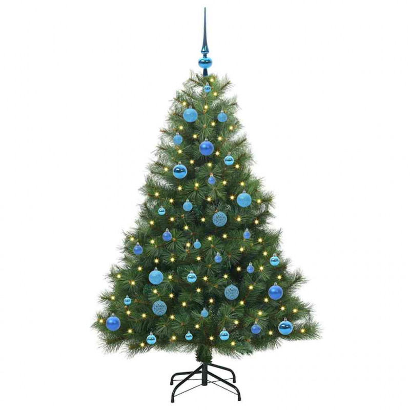 Sztuczna choinka z 150 diodami LED Zielony 150 cm PE i PVC