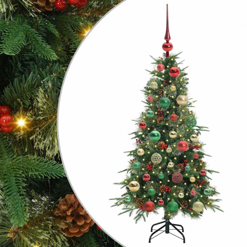 Sztuczna choinka z zawiasami z podstawą Zielony 120 cm PE i PVC