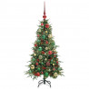 Sztuczna choinka z zawiasami z podstawą Zielony 120 cm PE i PVC