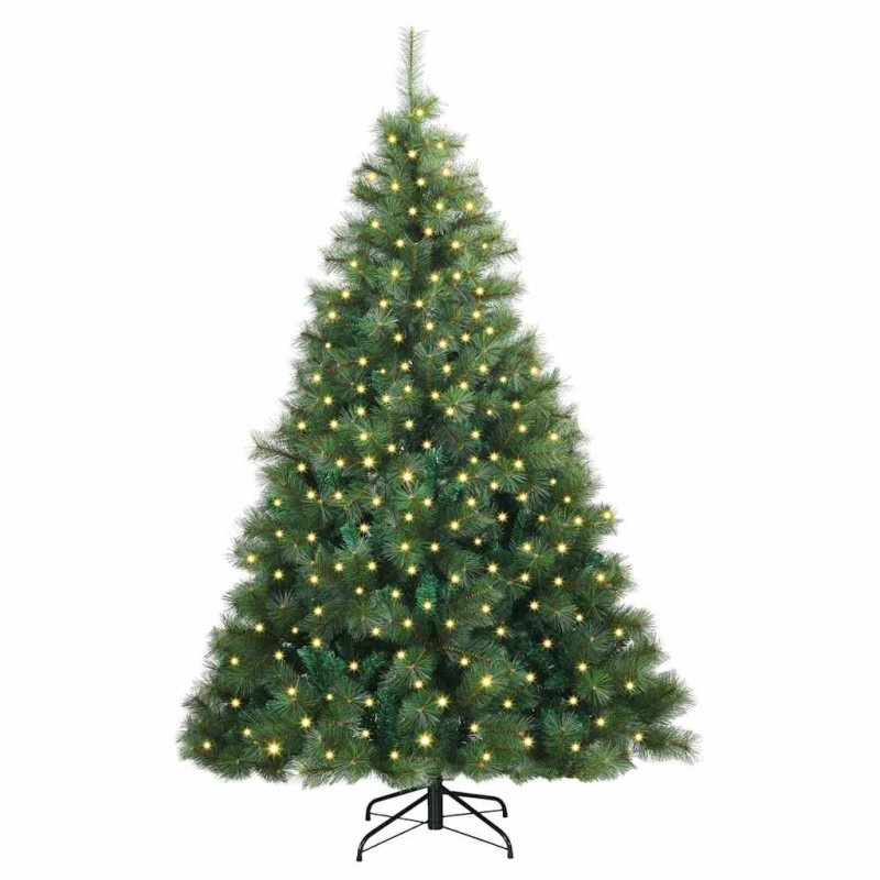 Sztuczna choinka z 300 diodami LED Zielony 180 cm PE i PVC