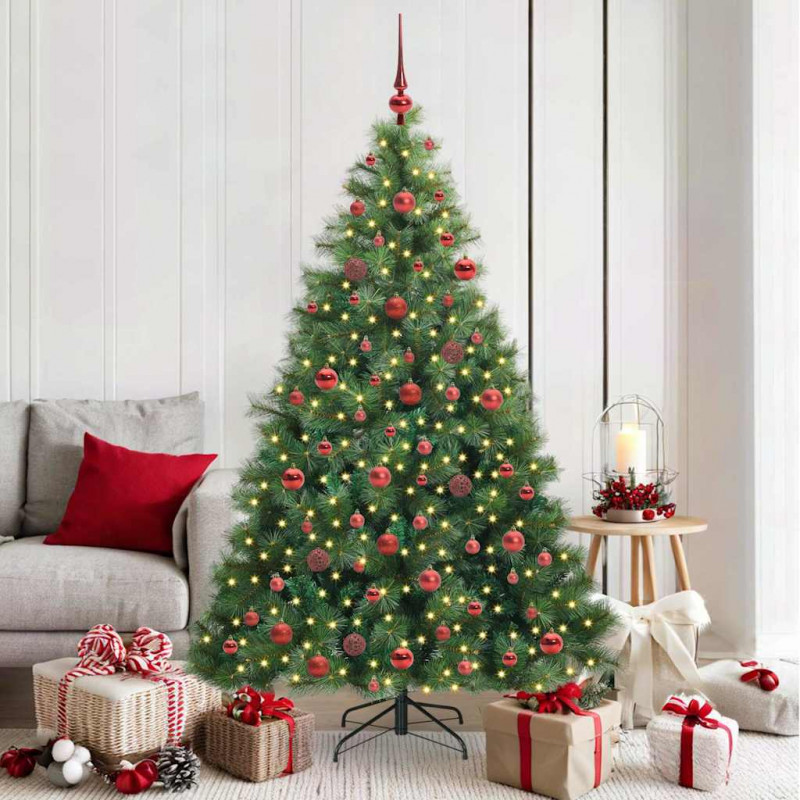 Sztuczna choinka z 300 diodami LED Zielony 180 cm PE i PVC