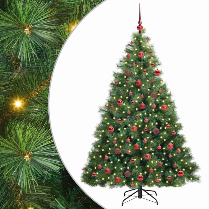 Sztuczna choinka z 300 diodami LED Zielony 180 cm PE i PVC