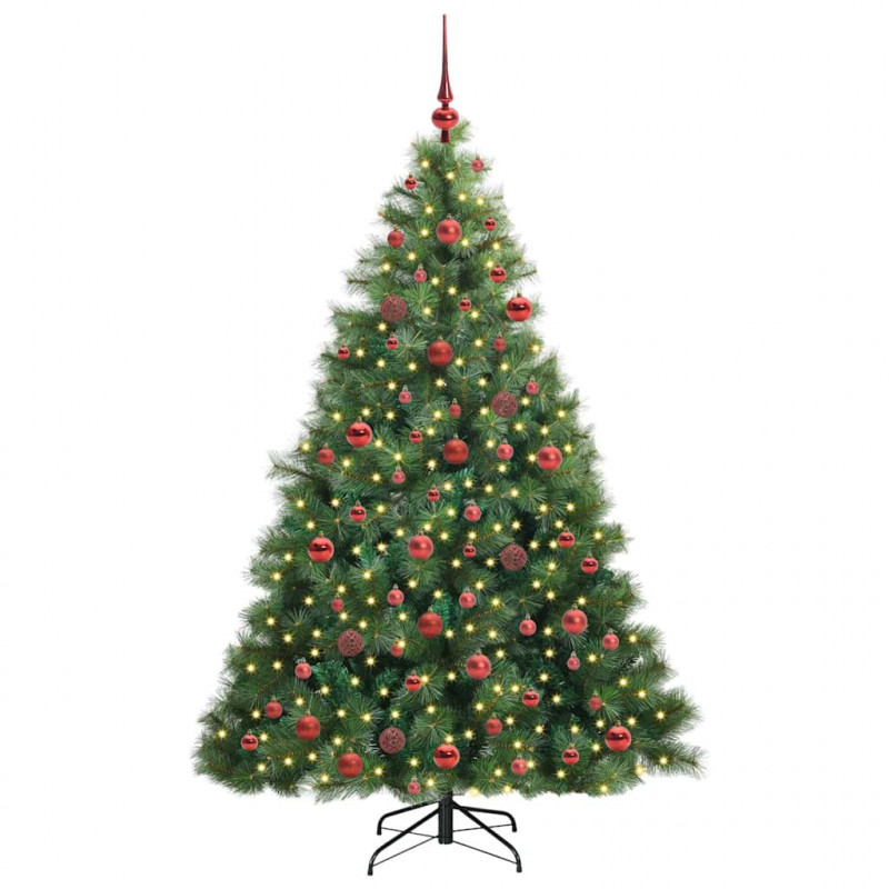 Sztuczna choinka z 300 diodami LED Zielony 180 cm PE i PVC