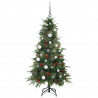 Sztuczna choinka z zawiasami z podstawą Zielony 150 cm PE i PVC