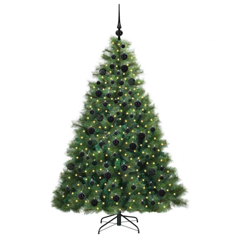 Sztuczna choinka z 300 diodami LED Zielony 180 cm PE i PVC