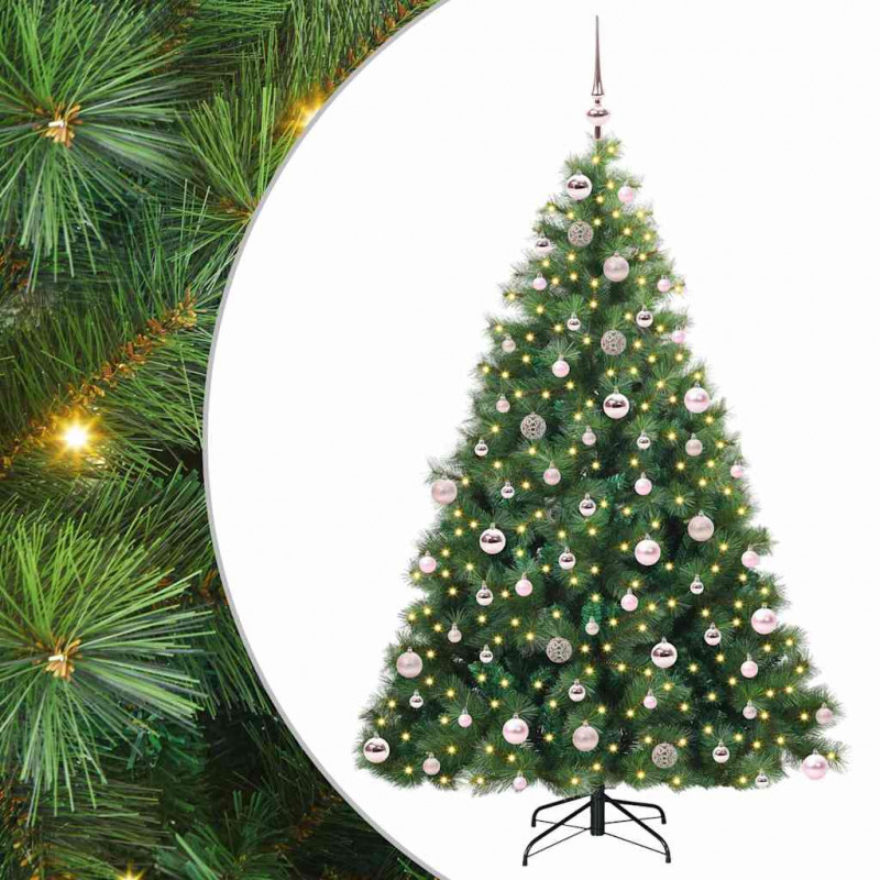 Sztuczna choinka z 300 diodami LED Zielony 180 cm PE i PVC