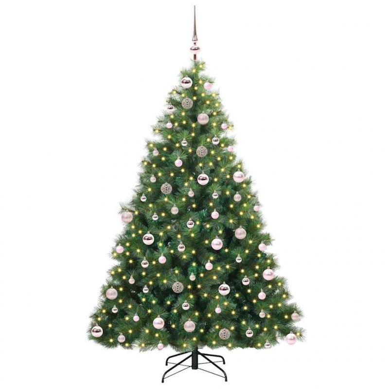 Sztuczna choinka z 300 diodami LED Zielony 180 cm PE i PVC