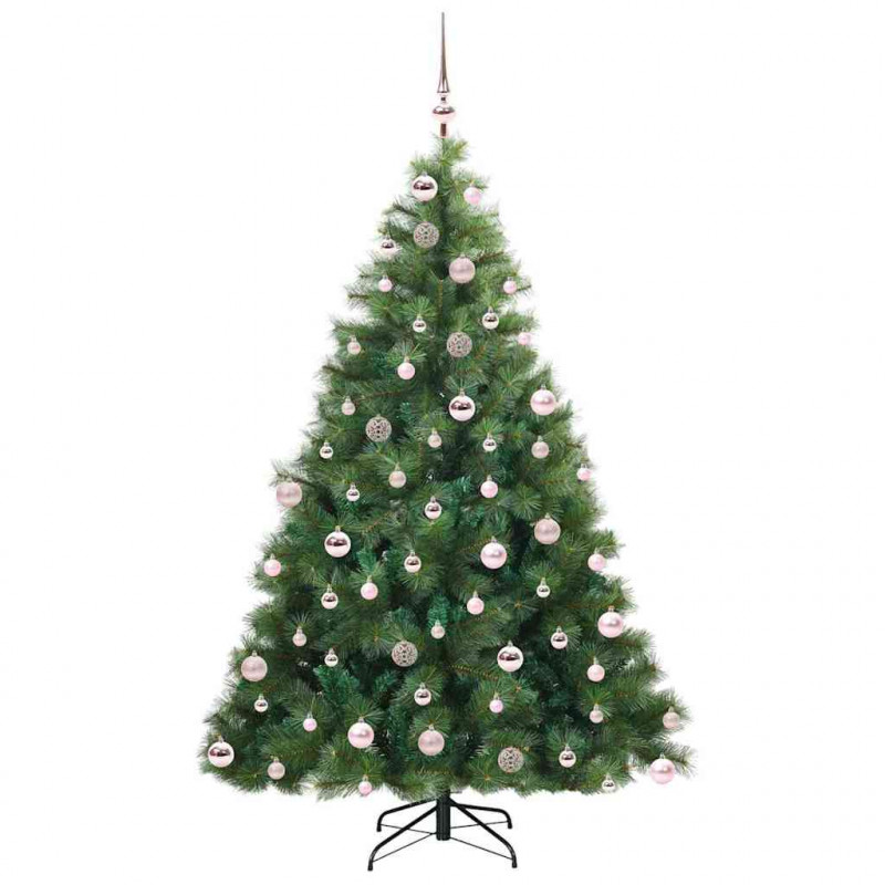Sztuczna choinka z 300 diodami LED Zielony 180 cm PE i PVC