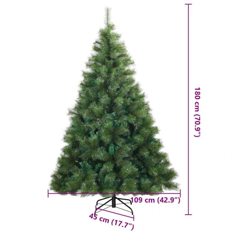 Sztuczna choinka z 300 diodami LED Zielony 180 cm PE i PVC