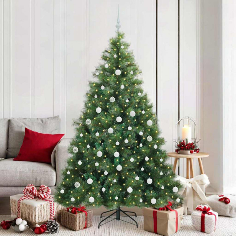 Sztuczna choinka z 300 diodami LED Zielony 180 cm PE i PVC