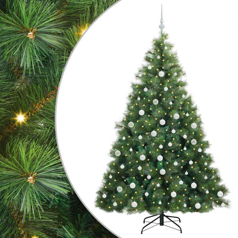 Sztuczna choinka z 300 diodami LED Zielony 180 cm PE i PVC