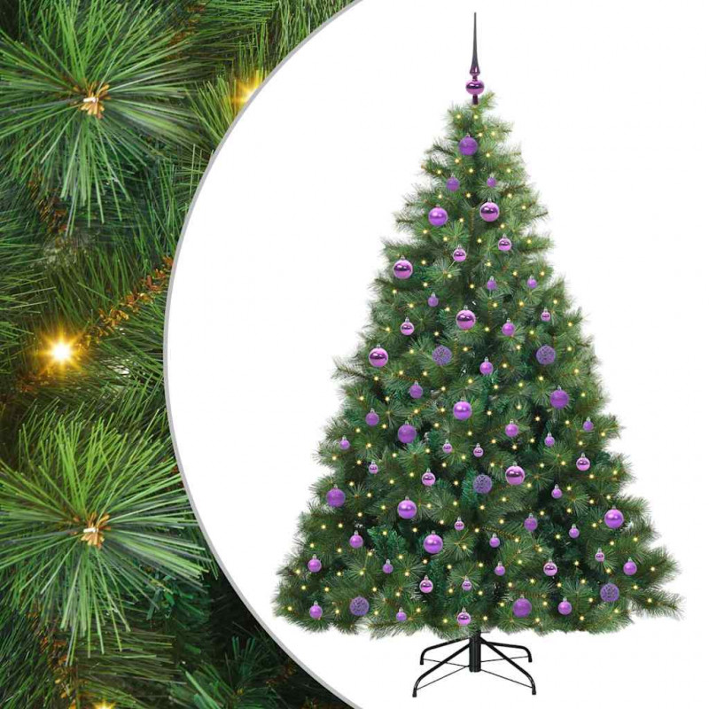 Sztuczna choinka z 300 diodami LED Zielony 180 cm PE i PVC