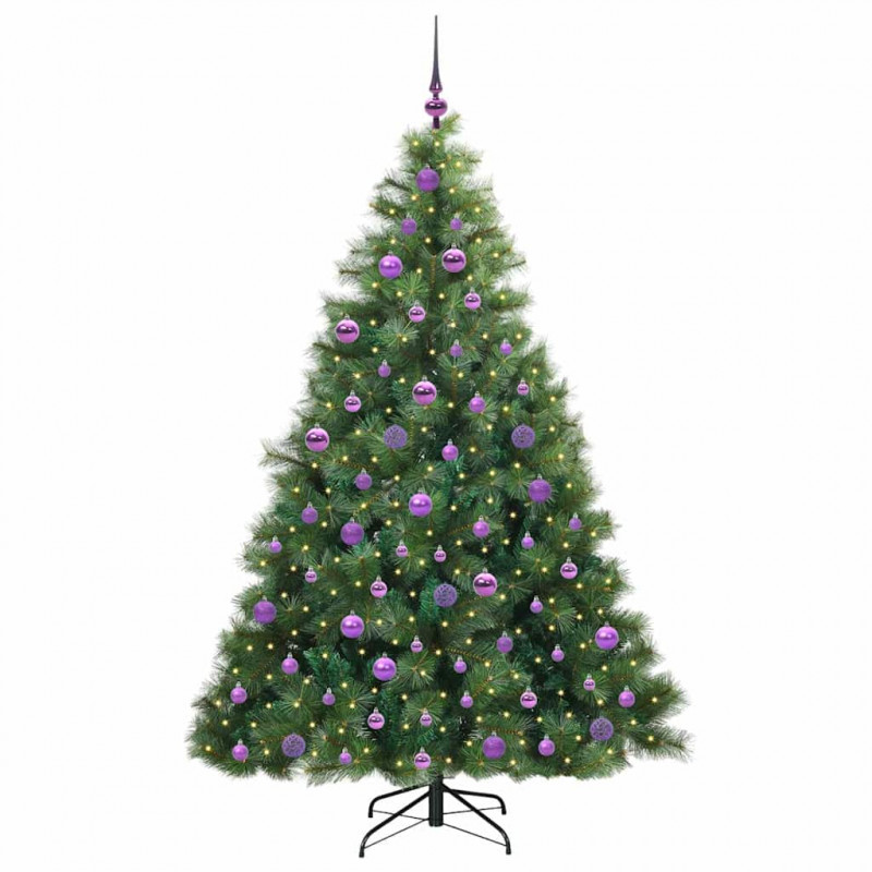 Sztuczna choinka z 300 diodami LED Zielony 180 cm PE i PVC