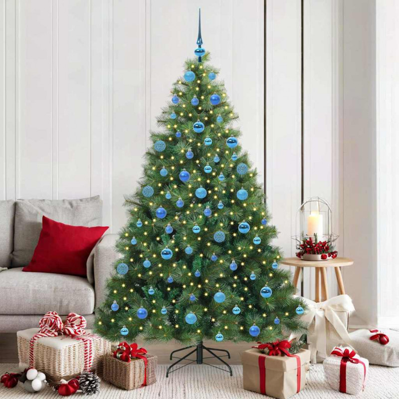 Sztuczna choinka z 300 diodami LED Zielony 180 cm PE i PVC