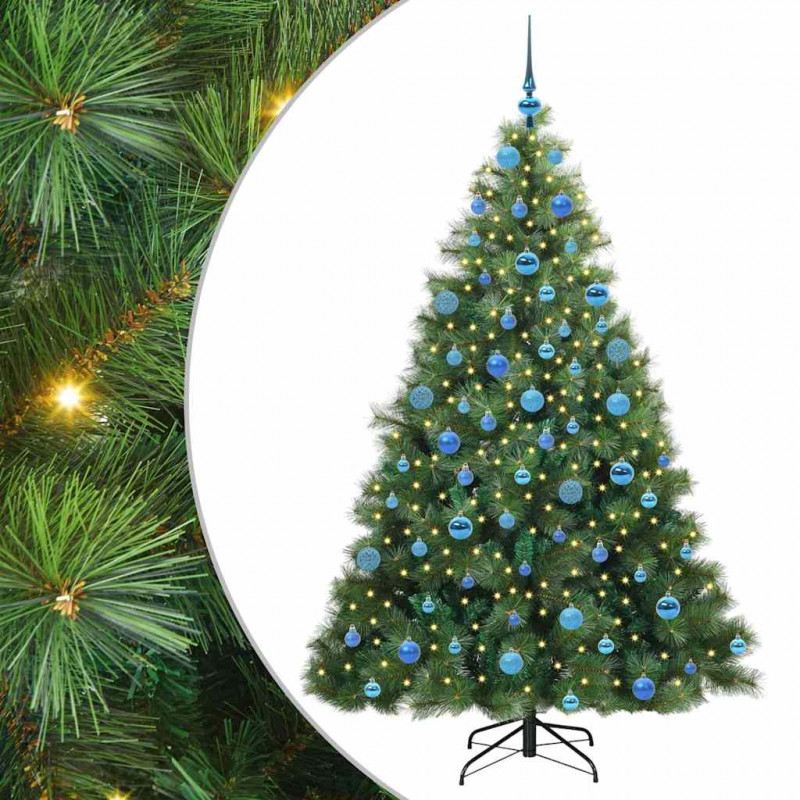 Sztuczna choinka z 300 diodami LED Zielony 180 cm PE i PVC