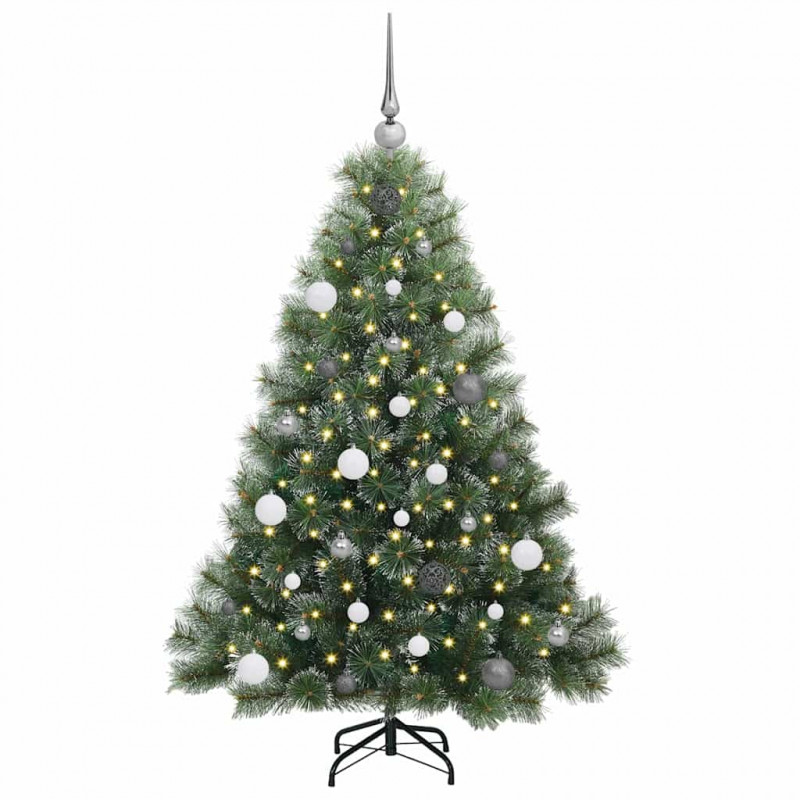 Sztuczna choinka z 150 diodami LED Zielony 150 cm PE i PVC