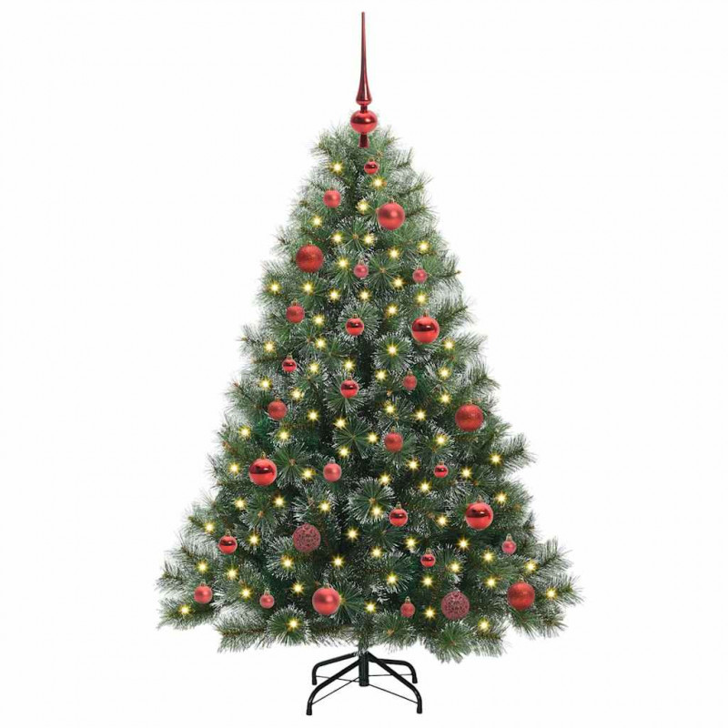 Sztuczna choinka z 150 diodami LED Zielony 150 cm PE i PVC