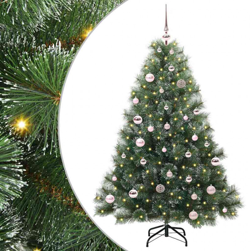 Sztuczna choinka z 150 diodami LED Zielony 150 cm PE i PVC