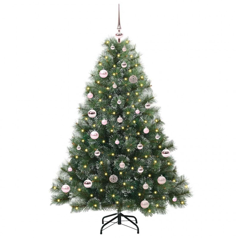 Sztuczna choinka z 150 diodami LED Zielony 150 cm PE i PVC