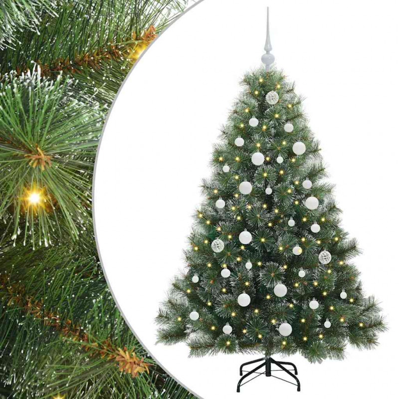 Sztuczna choinka z 150 diodami LED Zielony 150 cm PE i PVC