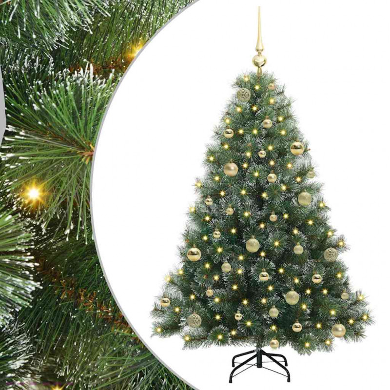 Sztuczna choinka z 150 diodami LED Zielony 150 cm PE i PVC