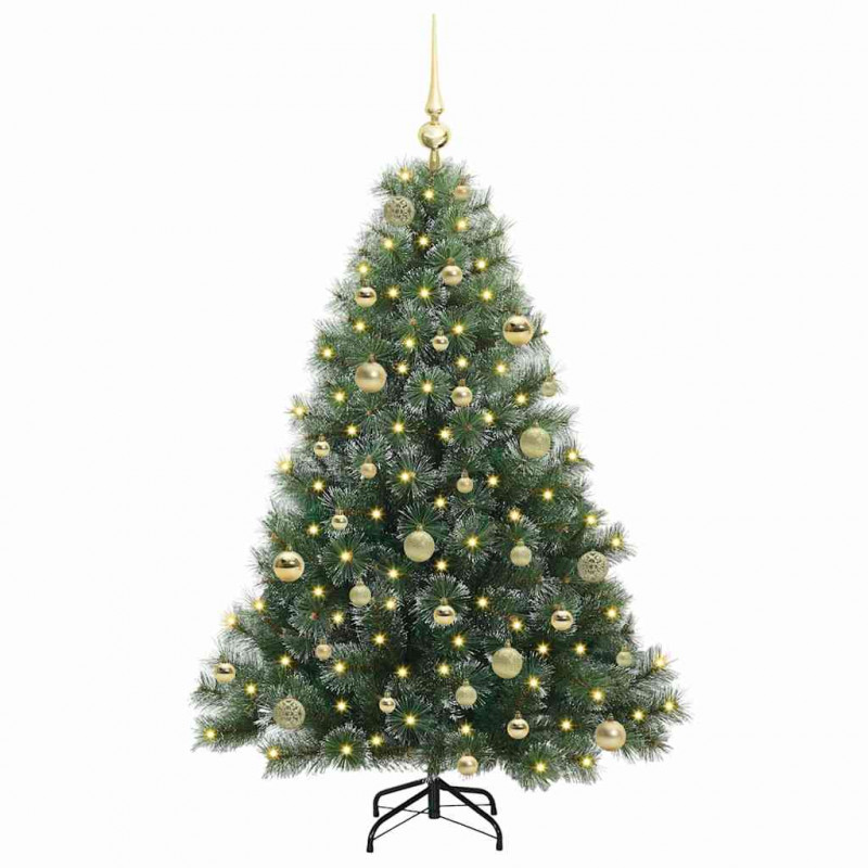Sztuczna choinka z 150 diodami LED Zielony 150 cm PE i PVC