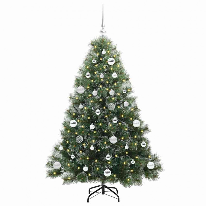 Sztuczna choinka z 150 diodami LED Zielony 150 cm PE i PVC