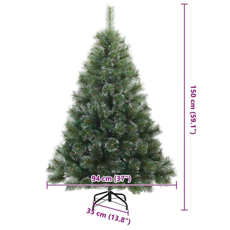 Sztuczna choinka z 150 diodami LED Zielony 150 cm PE i PVC