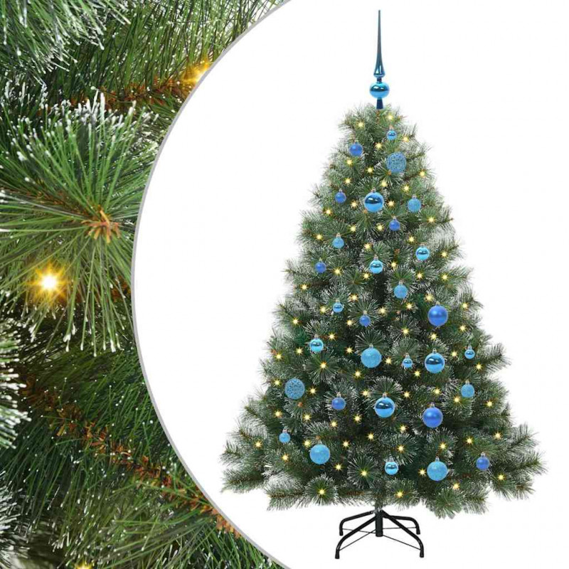 Sztuczna choinka z 150 diodami LED Zielony 150 cm PE i PVC