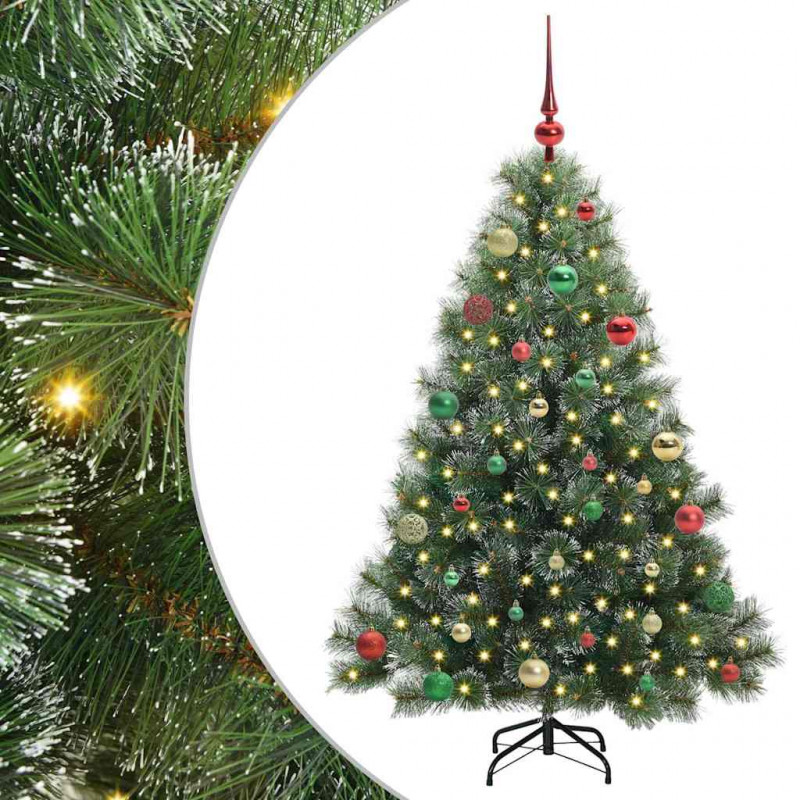 Sztuczna choinka z 150 diodami LED Zielony 150 cm PE i PVC