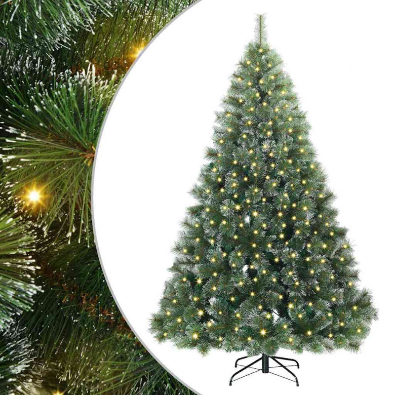 Sztuczna choinka z 300 diodami LED Zielony 180 cm PE i PVC