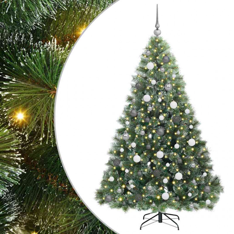 Sztuczna choinka z 300 diodami LED Zielony 180 cm PE i PVC