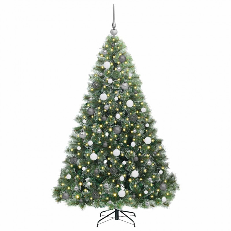 Sztuczna choinka z 300 diodami LED Zielony 180 cm PE i PVC